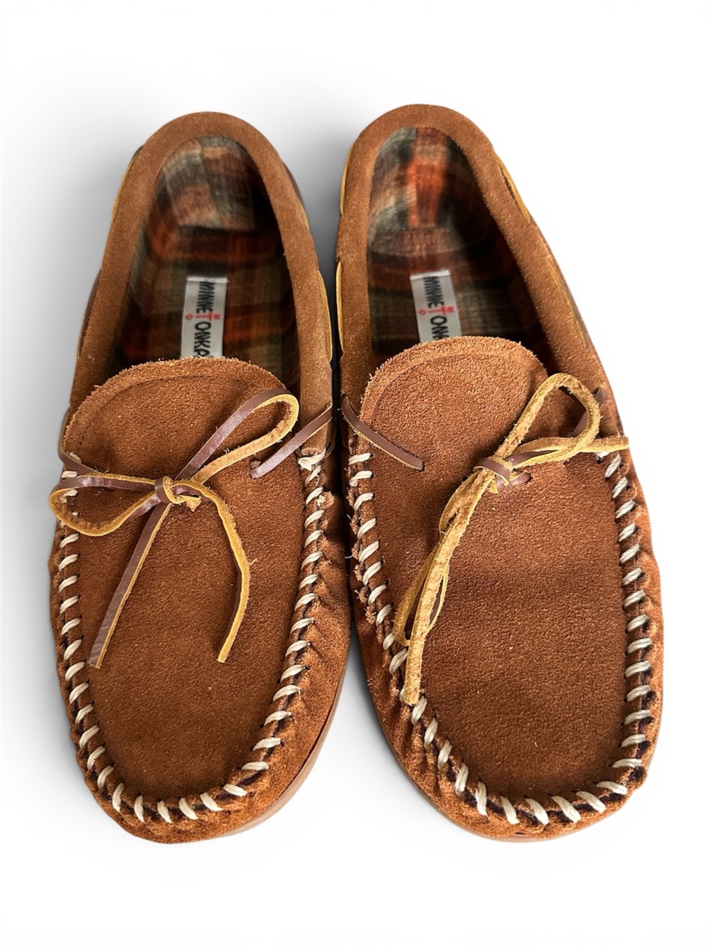 Minnetonka Tan/Brown Suede Moccasin Slip-Ons for Men